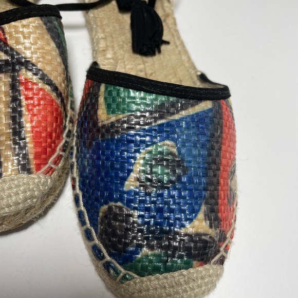 Pre Loved J Crew Baja Raffia Espadrilles Red, Green, Black G4199 Sz 8 - Picture 11 of 12